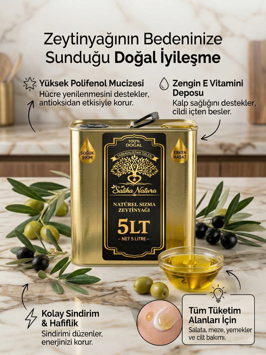 Saliha Natura™ Erken Hasat Soğuk Sıkım Zeytinyağı 5 Litre