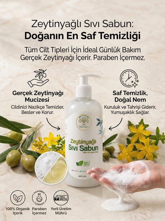 Saliha Natura™ Zeytinyağlı Sıvı Sabun - 400 mL (Doğal Nemlendirici Etkili)