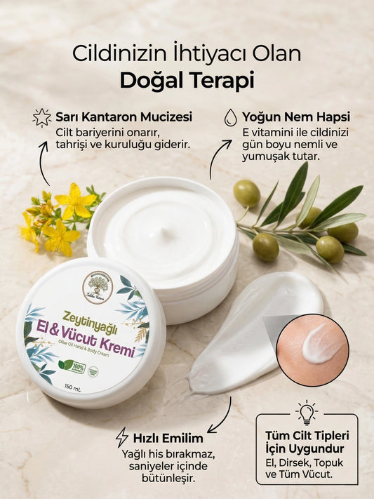 Saliha Natura™ Zeytinyağlı & Sarı Kantaron Özlü El ve Vücut Kremi 150 mL