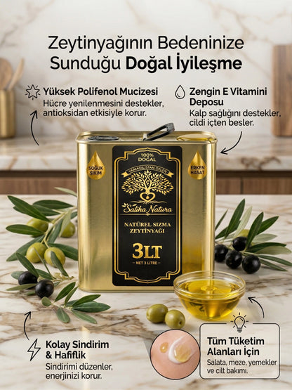 Saliha Natura™ Erken Hasat Soğuk Sıkım Zeytinyağı 3 Litre