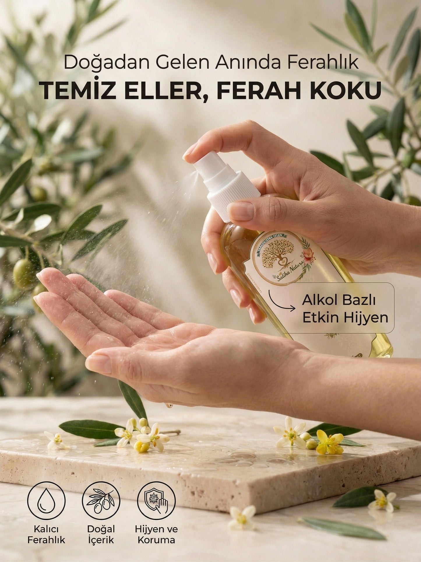 Saliha Natura™ Zeytin Çiçeği Kolonyası - 150 mL (Tazeleyici Esinti)