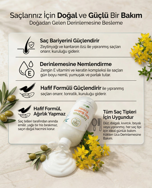 Saliha Natura™ Zeytinyağlı Saç Bakım Kremi - 400 mL (Onarıcı ve Güçlendirici)