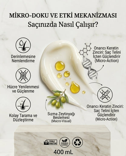 Saliha Natura™ Zeytinyağlı Saç Bakım Kremi - 400 mL (Onarıcı ve Güçlendirici)