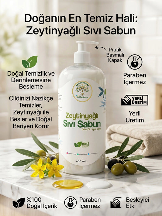 Saliha Natura™ Zeytinyağlı Sıvı Sabun - 400 mL (Doğal Nemlendirici Etkili)