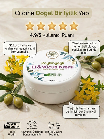 Saliha Natura™ Zeytinyağlı & Sarı Kantaron Özlü El ve Vücut Kremi 150 mL